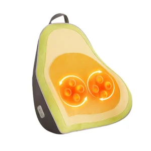 Wireless massage pillow with heat provides lumbar support and deep tissue kneading for back and neck pain relief at home, in the car, or at the office.