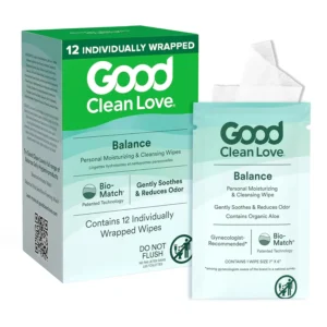 Good Clean Love Balance Wipes are personal moisturizing and cleansing wipes that are individually wrapped and perfect for on-the-go use.