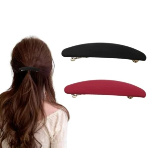These non-slip banana hair clips in a retro and simple solid color with a unique round shape and frosted matte surface are perfect for creating a half-updo and securely holding thick or thin hair during daily commutes, parties, or night care, while being lightweight and easy to carry.