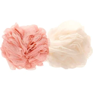 This 2-pack of soft, large, and fluffy bath balls gently exfoliates and creates a rich lather for a luxurious shower experience, perfect for daily cleansing.