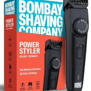 This beard trimmer for men by Bombay Shaving Company has adjustable combs, USB charging, a smart lock, and durable stainless steel blades for precise grooming.