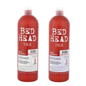 This Bed Head TIGI Resurrection shampoo and conditioner set is designed to repair and rehydrate dry, damaged hair, providing salon-quality results at home.