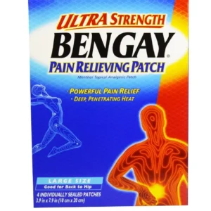 Bengay Ultra Strength pain relieving patches in hygienic packaging provides targeted medication for aches and pains.
