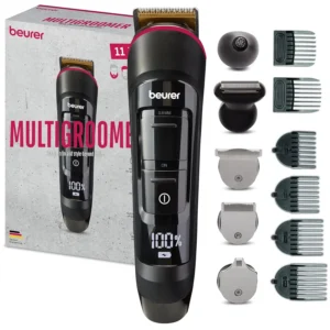 The Beurer MN9X multi groomer provides men with a versatile beard, body and hair trimming experience featuring multiple attachments and a hard case for convenient storage.
