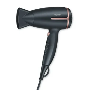 The Beurer Style Pro HC25 lightweight travel hair dryer with folding ergonomic handle offers two heat settings and a cold air function for styling and easy storage.