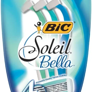 This pack of Bic Soleil Bella razors features three tropical-colored handles with soft grips, spring-mounted blades for an ultra-smooth shave, and a coconut milk lubricating strip for easy glide.