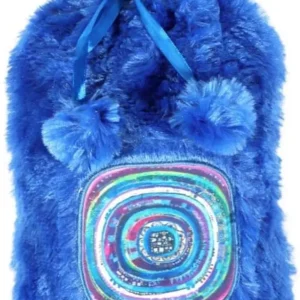 Biggdesign plush hot water bottle with an evil eye design and soft cover, perfect for soothing cramps and providing warmth.