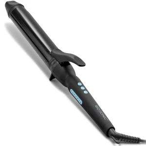 The Bio Ionic long barrel curling iron creates lasting, hydrated curls while locking in moisture and promoting healthy, shiny hair.