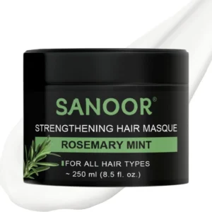 Deep conditioning hair mask infused with biotin and rosemary to repair dry, damaged hair, reduce frizz, and promote a healthy scalp.