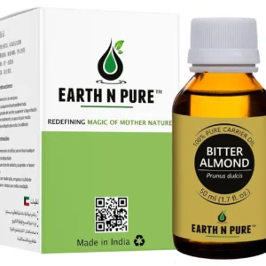 Earth N Pure bitter almond carrier oil in a 50 ml bottle, suitable for all genders.