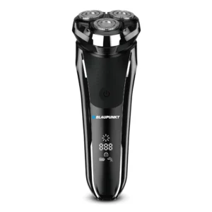 The Blaupunkt men's shaver features three floating heads, a pop-up trimmer, and an LCD display, offering a close, comfortable shave for both wet and dry use.