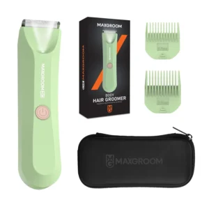 This waterproof electric body hair trimmer is designed for both men and women to groom sensitive areas, featuring a ceramic blade for a comfortable and precise trim.