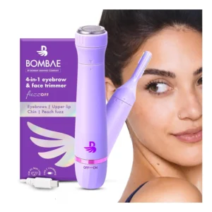 This Bombae women's trimmer painlessly removes facial hair from the eyebrows, upper lip, chin, and sideburns and includes multiple attachments.