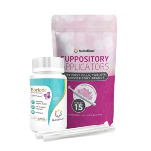 NutraBlast Boric Acid Suppositories with FOS Probiotic Enhancer and Aloe Vera help support a healthy intimate balance and reduce feminine odor.