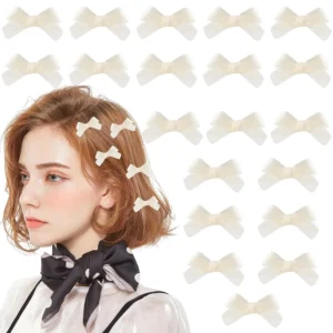 This set of 50 mini bow hair clips features a charming bowknot design, perfect for adding a cute and elegant touch to any hairstyle for women and girls.