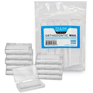 This pack of ten clear and flavorless orthodontic waxes provides a comfortable and discreet layer of protection between braces and soft tissues, reducing rubbing and irritation.