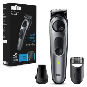 Braun Series 5 5440 beard trimmer for men with styling tools, offering ultimate precision and 100-minute cordless runtime.