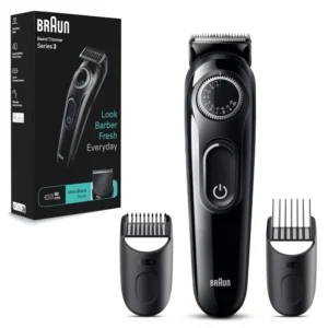 The Braun Beard Trimmer 3410 for men offers precise styling with 40 length settings and styling tools for achieving great finishes at home.