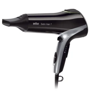 The Braun Satin Hair 7 HD730 hair dryer with IONTEC technology delivers even heat distribution for fast drying, healthy, smooth, and shiny hair.