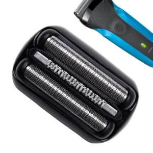 A replacement shaver head for Braun Series 3 electric razors, featuring three floating blades for a comfortable and efficient shave.