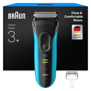The Braun Series 3 ProSkin 3040s electric shaver features three pressure-sensitive shaving elements and a precision trimmer for comfortable and effective wet or dry shaving.