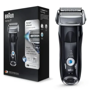 The Braun Series 7 electric shaver with a flexible head adapts to your skin for a close, comfortable wet or dry shave.