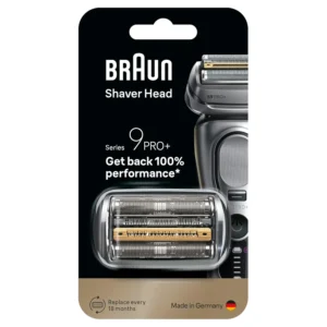 A replacement Braun Series 9 Pro+ shaver head ensures 100% performance and a close, comfortable shave, compatible with all Series 9 electric razors.
