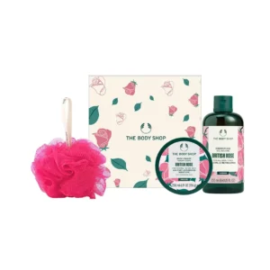 The Body Shop British Rose Bodycare Gift Set includes shower gel, body yogurt, and hand cream, perfect for treating loved ones to a luxurious and fragrant body-loving experience.