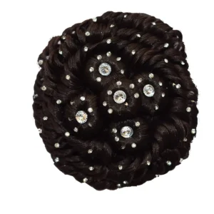 This is a brown, artificial hair juda extension that looks similar to human hair, designed to give women and girls an attractive and beautiful bun hairstyle.