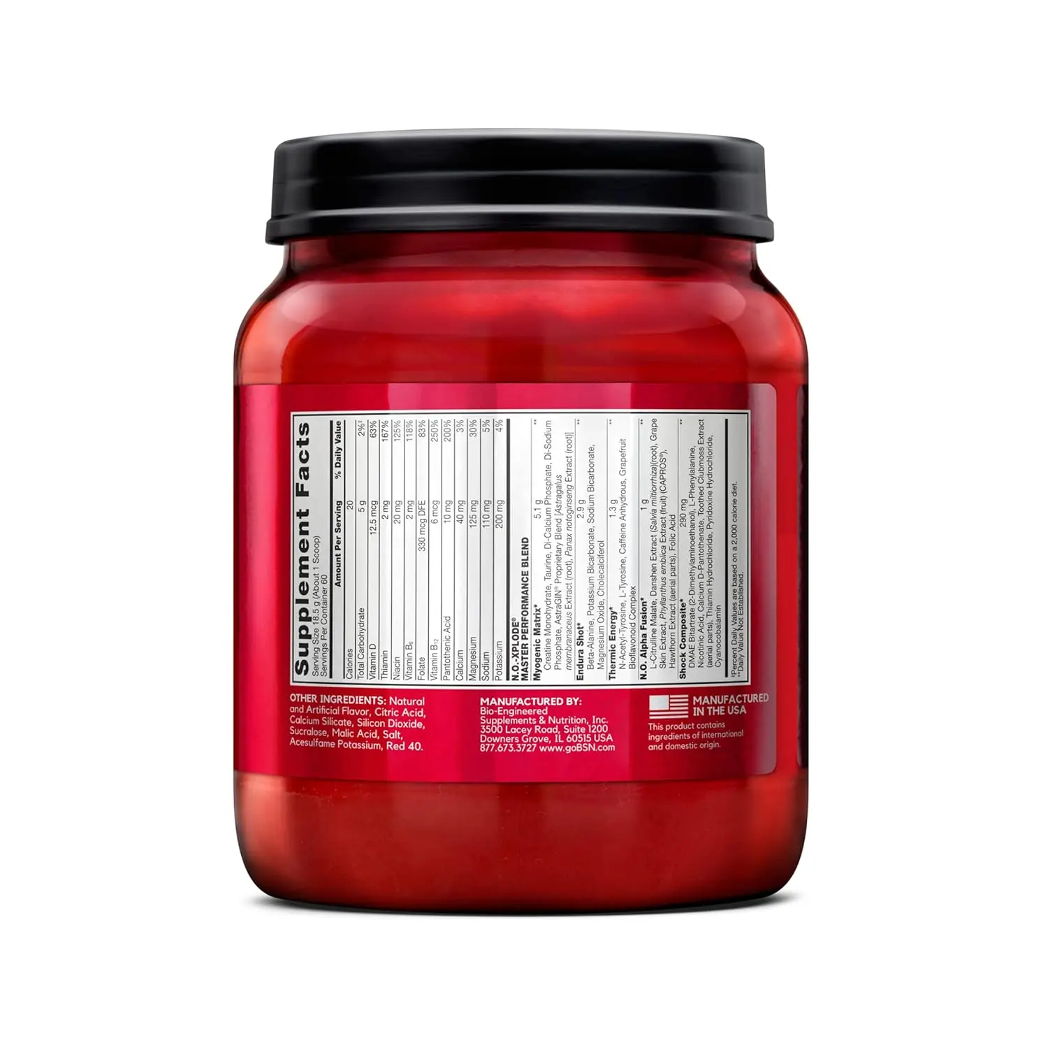 BSN N.O. Xplode Fruit Punch pre-workout supplement provides energy, focus, and enhanced performance.