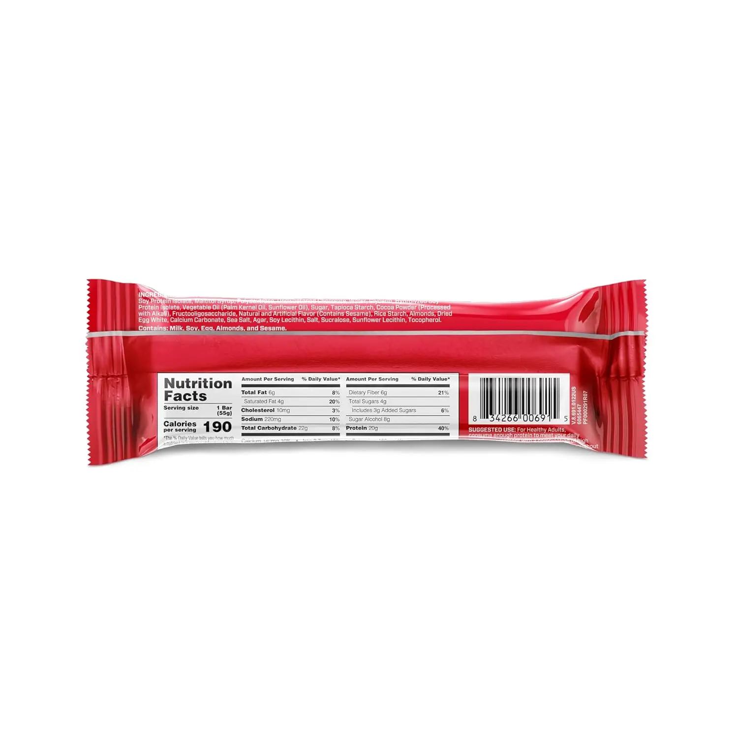 BSN Protein Crisp Bar by Syntha-6 with 20g of whey protein is gluten-free, low in sugar, and has a chocolate crunch.