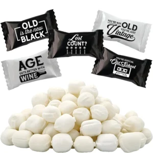 Individually wrapped creamy buttermints candy, perfect for birthday parties, candy buffets, after dinner treat, and party favors; kosher, fat-free and proudly made in the USA.