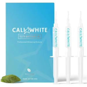 Three Cali White teeth whitening gel refill syringes with 35% carbamide peroxide to use with a whitening tray and LED light for sensitive teeth.