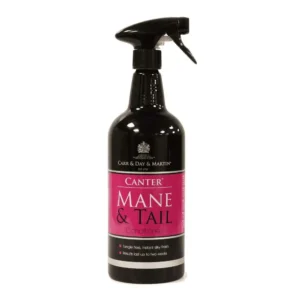 Carr & Day & Martin Canter Mane and Tail Conditioner spray detangles, reduces breakage, and adds oil-free shine with a fly-repelling citronella scent.