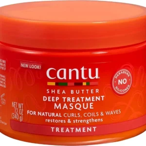 Cantu Shea Butter Natural Deep Treatment Masque provides intense moisture and strength, restoring your authentic beauty for curly, kinky, or wavy hair.