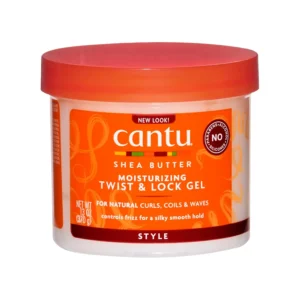 Cantu Shea Butter Twist and Lock Gel controls frizz and adds manageability for a silky smooth hold on natural hair.