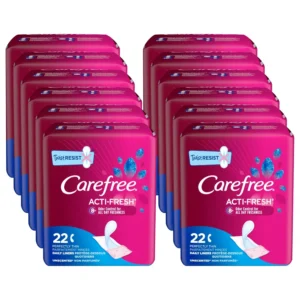 These Carefree Acti-Fresh thin panty liners feature a quilted design and Qwik Dry core for flexible, absorbent, and comfortable daily protection against leaks and odors.