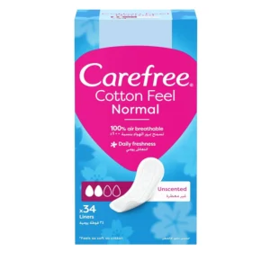 Carefree cotton pantiliners provide daily freshness with a stay-in-place fit, breathable comfort, and a soft cover, ideal for sensitive skin and reliable everyday protection.