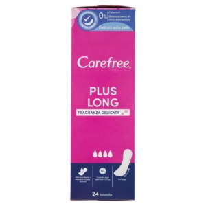 This image shows a pack of 24 Neutrogena Carefree Maxi Long panty liners, offering durable, quality protection.