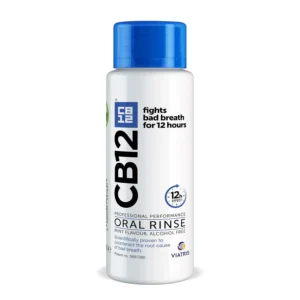 CB12 mouthwash provides 12-hour fresh breath protection, neutralizes bad breath with a fluoride formula, and prevents sulphur gases.
