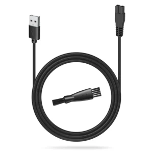 This is a USB charging cord replacement for Ceenwes dog clippers and cat grooming clippers, shown with a shaver cleaning brush and a 3.3ft power cord, compatible with specific models as pictured.