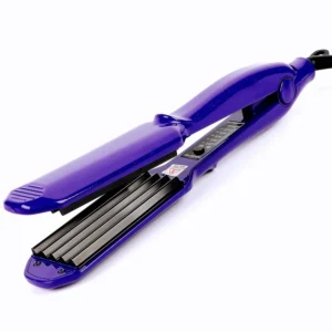 Purple ceramic crimper iron quickly heats up to create a volumizing, fluffy hairstyle while reducing frizz and static, suitable for all hair types.