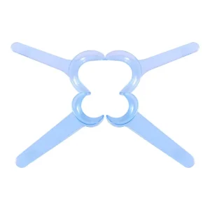 Eight blue T-shaped plastic cheek retractors and mouth openers for clear teeth whitening in dental and orthodontic practices, designed for sterilization and extended use.