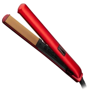 A ruby red CHI Original Digital Ceramic Hairstyling Iron with a 1-inch plate and digital display for professional hair styling.