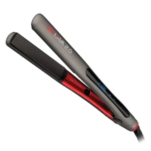 The CHI Lava 2.0 flat iron made with volcanic lava and ceramic, provides a smooth, sleek, and shiny finish while styling at lower temperatures to reduce hair damage.