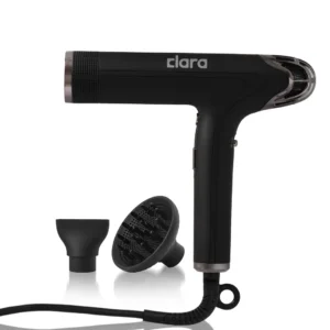 The Clara Ionic Blow Dryer delivers fast drying with ionic technology for lasting shine and reduced flyaways, providing professional styling results for all hair types.