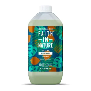 This is a 5L refill pack of natural coconut body wash, a vegan and cruelty-free option for gentle and hydrating cleansing.