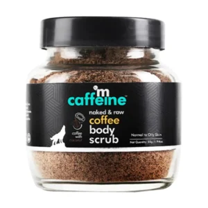 Compact mCaffeine coffee body scrub exfoliates and removes tan and dead skin, leaving skin soft and smooth with a refreshing coffee aroma.