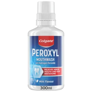 Colgate Peroxyl Mint Mouthwash provides oxygenating cleansing action to kill bacteria, prevent germ spread, relieve minor mouth and gum irritations and reduce gum inflammation.