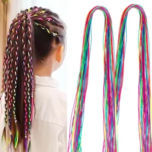 This set features 60 pieces of colorful hair wrap string, perfect for adding a vibrant rainbow accent to braids and hairstyles.